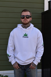 Premia premium creme color hoodie small green leaf