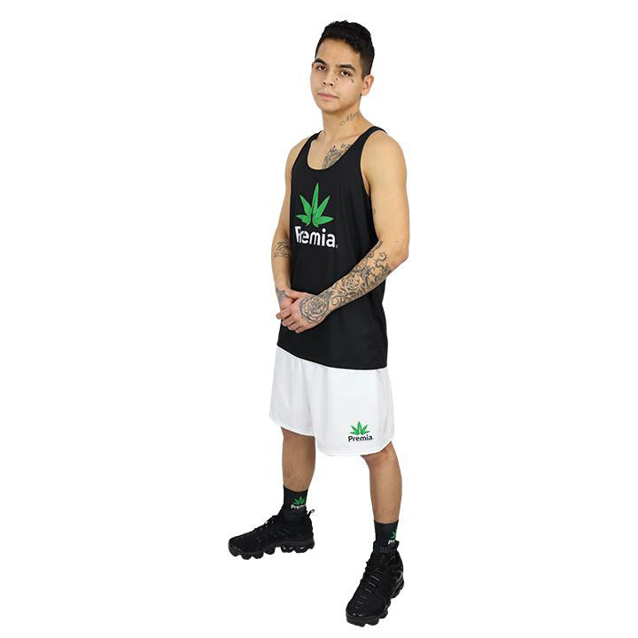 Premia Printed Black Socks Green Leaf