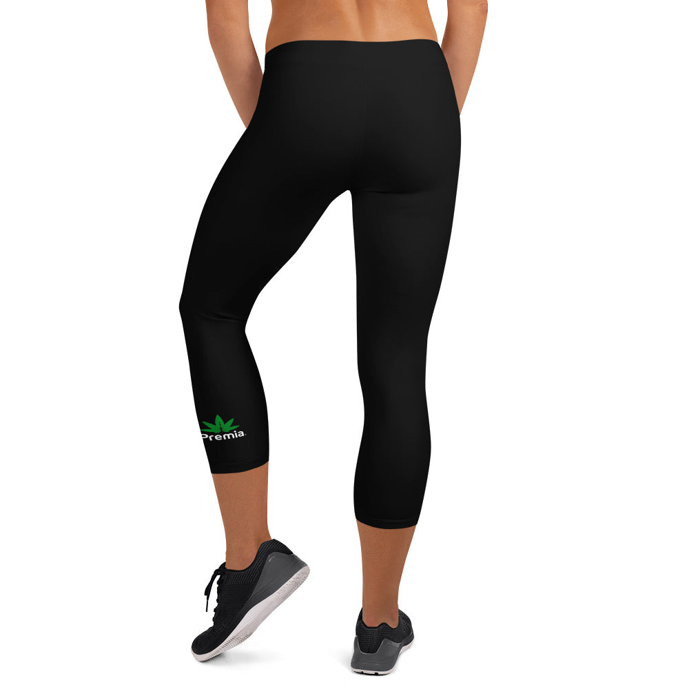 Capri Leggings - Low Waist, Black, Green Logo