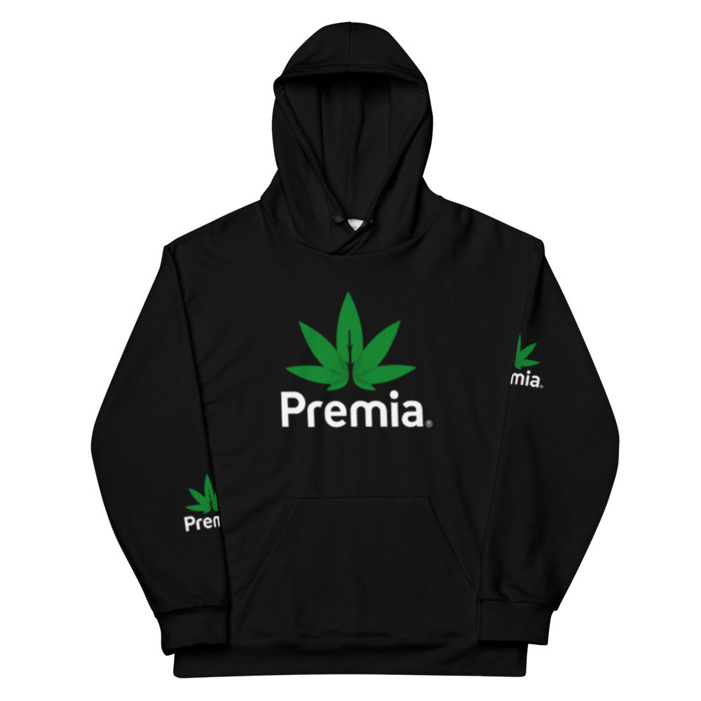 Premia Black Women's Hoodie - Large Green Leaf
