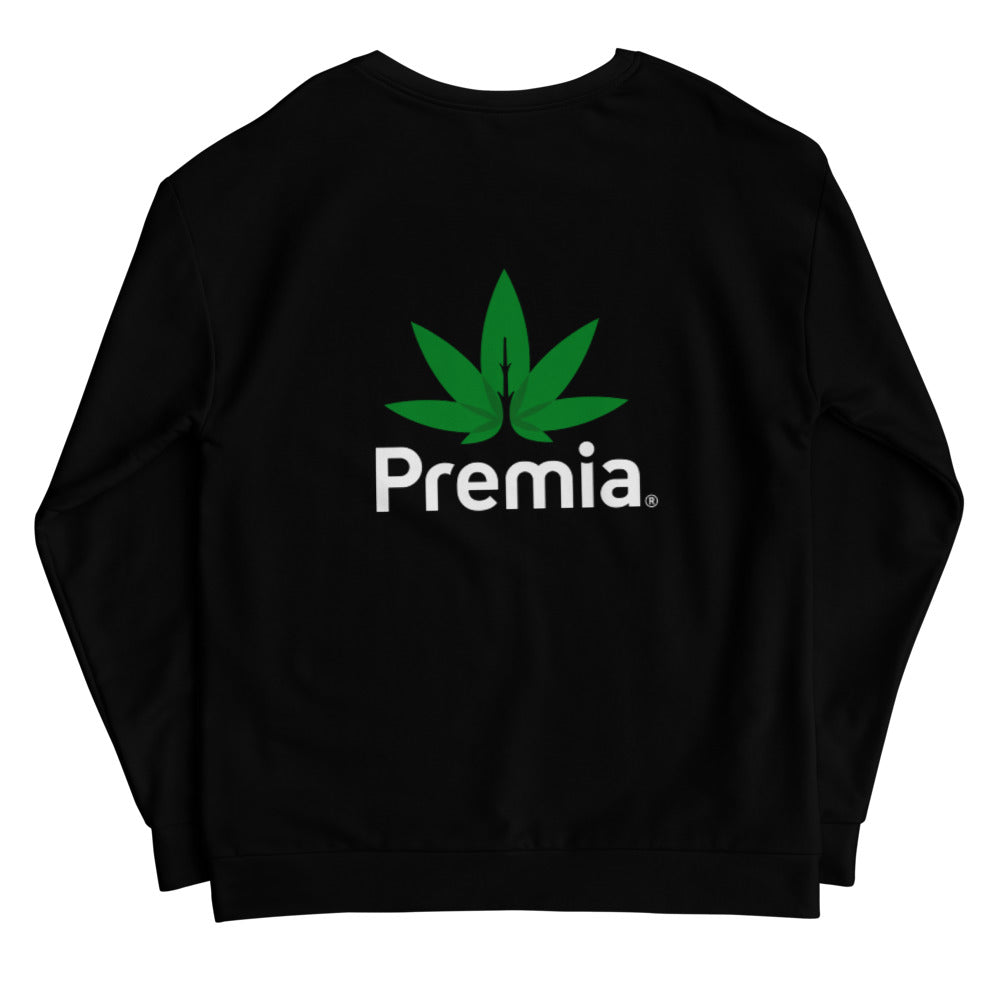 Premia black womens crew sweatshirt large logo