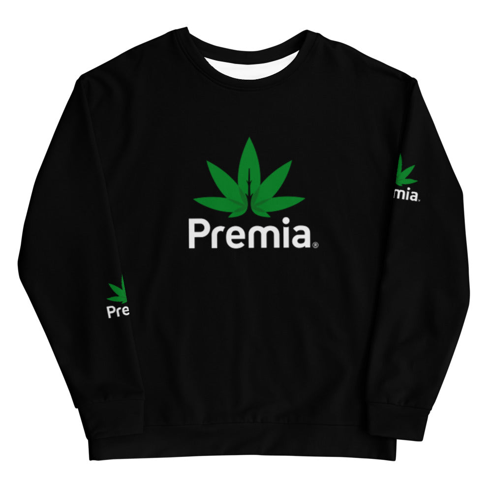Premia black womens crew sweatshirt large logo