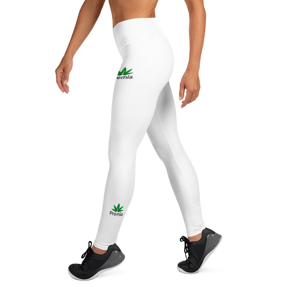 Premia White Full Length - Yoga Legging Green Leaf
