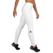 Premia White Full Length - Yoga Legging Green Leaf